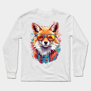 Cool Fox in Sunglasses Long Sleeve T-Shirt